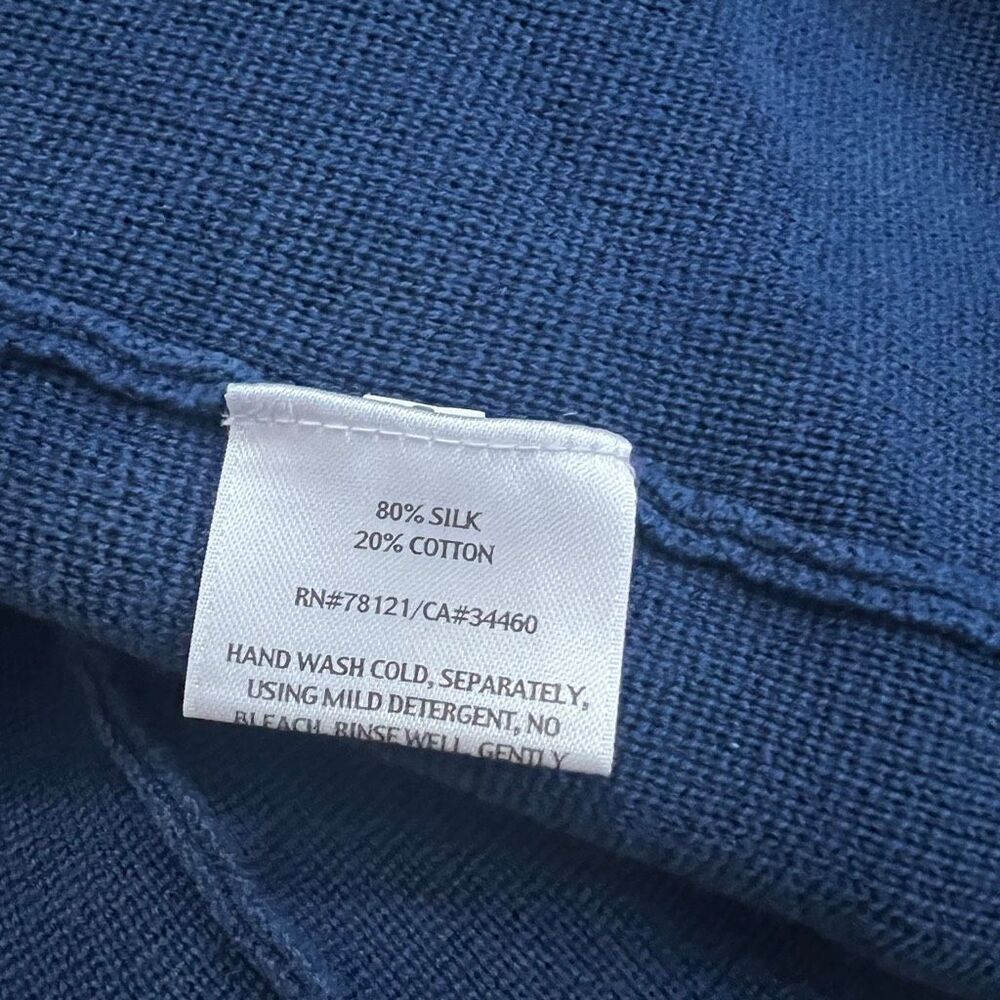 Eileen Fisher Blue Silk Cotton Waterfall Open Front Cardigan Sweater M - Picture 6 of 6
